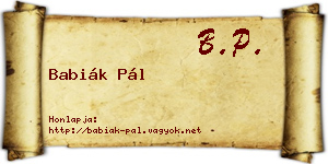 Babiák Pál névjegykártya
